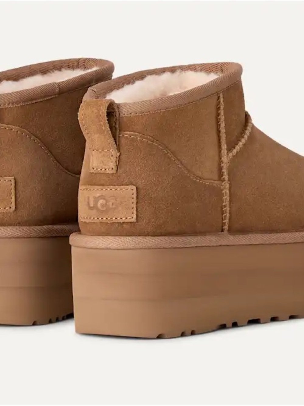UGG Platform Ankle Booties in Chestnut Suede